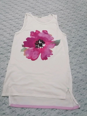 Benetton Sleeveless Top With Flower Used, 12 Years, White