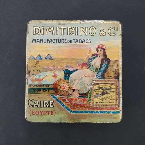 Dimitrino 1910s cigarette tin box, art nouveau style
