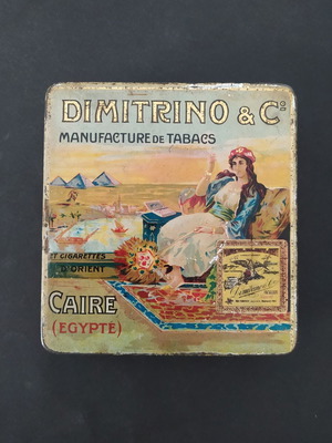 Dimitrino 1910s cigarette tin box, art nouveau style