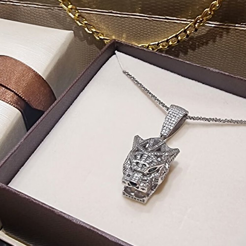 Panther pendant necklace silver 925 with zircon stones