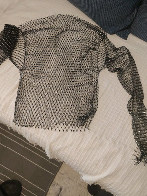 Transparent blouse with rhinestones like new, black