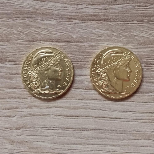 France Lira Rooster 10 Francs 1899 Replica like new, 2 pieces