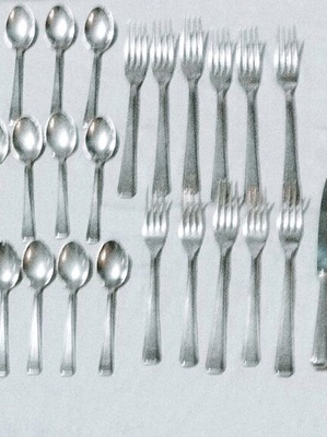 Hepp Pforzheim 44-Piece Silver-Plated Cutlery Set for 11 People used
