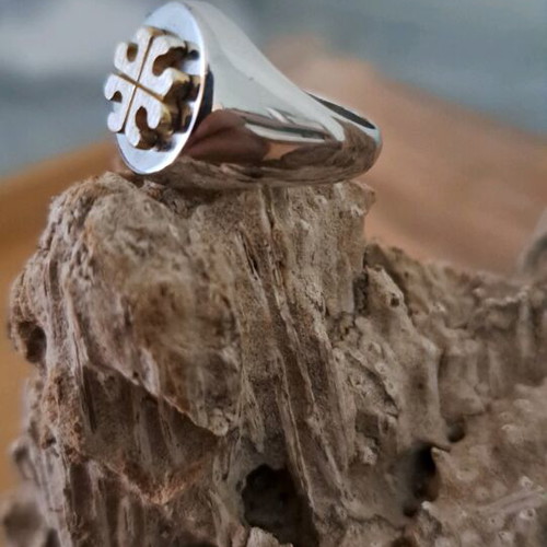 Silver 925 ring new with cross and hearts motif