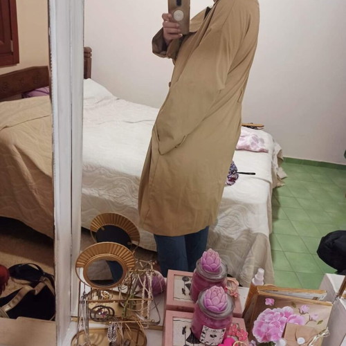 Oversized beige gabardine coat new, size XL, Missguided