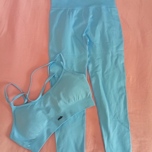 Sports set leggings and top turquoise, new, size M-L