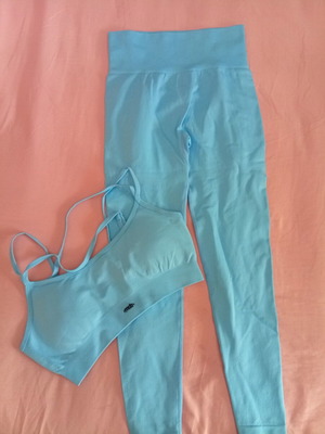 Sports set leggings and top turquoise, new, size M-L