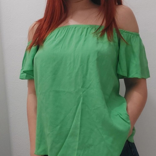 Off-shoulder green blouse Anel used, size Small