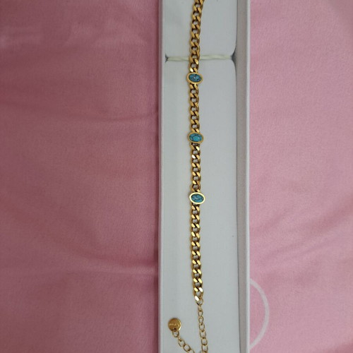 Rose gold bracelet with turquoise stones new, stainless steel