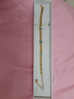 Rose gold bracelet with turquoise stones new, stainless steel