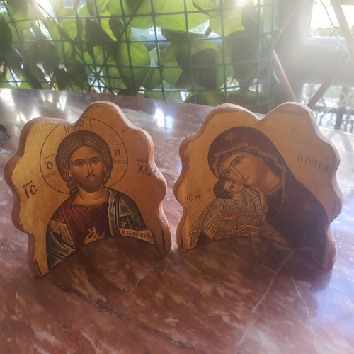 Religious ceramic icons, set of 2