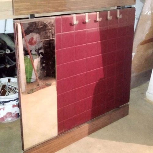 Vintage Mid Century Entrance Wardrobe Port Manteau with Mirror and Hooks