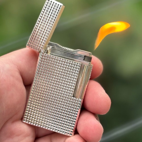 St. Dupont Line 1 silver lighter with box and papers