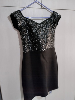 Lynne evening dress with bow belt like new, black, size M