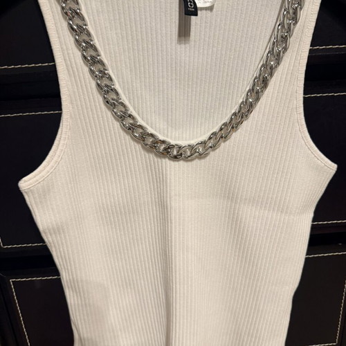 Tank top with integrated chain, new, H&M, size M, white