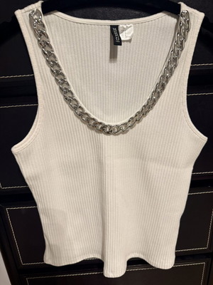 Tank top with integrated chain, new, H&M, size M, white