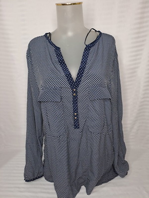 Zara Basic Women's Blouse L like new, navy blue with white print