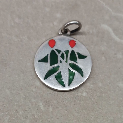 Silver Gemini zodiac pendant with enamel, 925