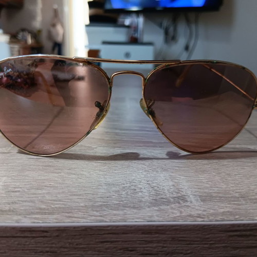 Ray Ban women's sunglasses used, pink-gold mirror