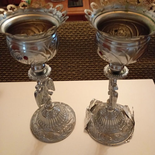 Silver-plated Holy Altar Candleholders like new, set of two