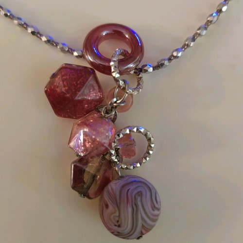 Antica Murrina necklace like new with Murano glass beads pink