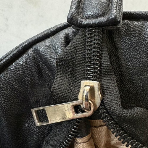 Shopper bag black with quilted design and zipper closure new