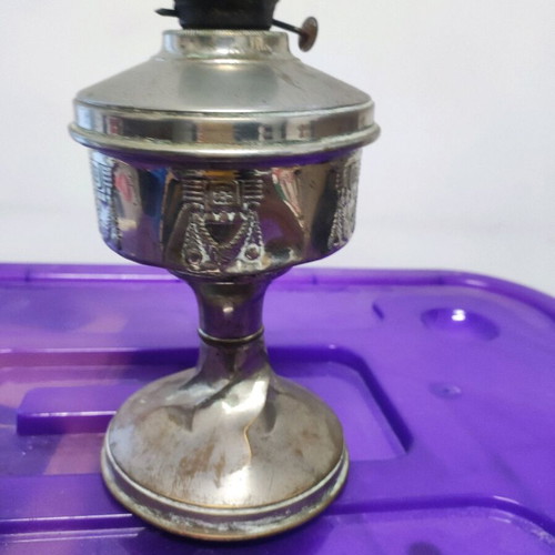 Vintage oil lamp used, metal without glass
