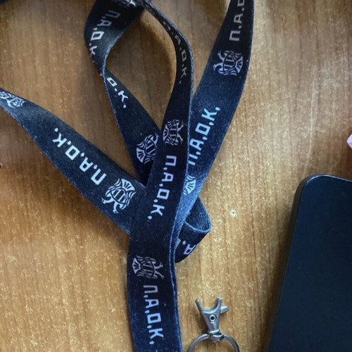 PAOK Keychain like new, simple design, black and white