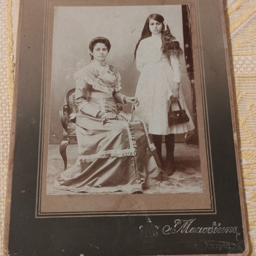 Vintage Italian bronze frames pack with 4 authentic period photos 1900-1920