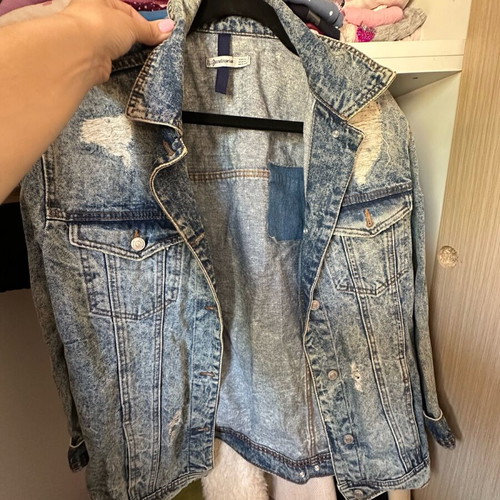 Stradivarius denim jacket medium size, blue washed, oversized utility style