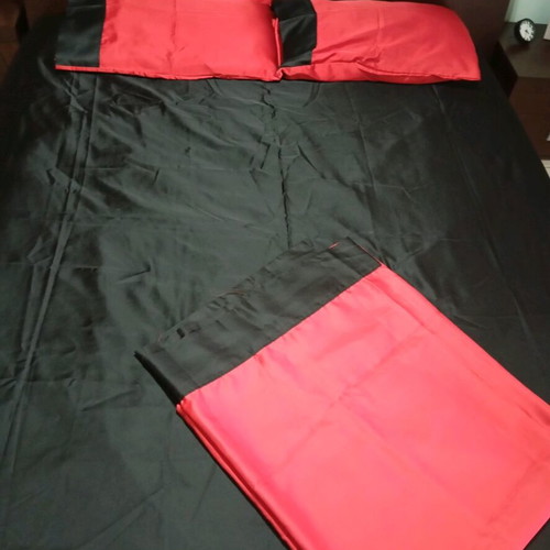 Palamaiki satin bed sheets new for double bed black-red