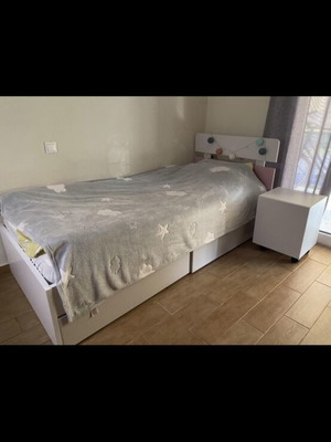 Single solid wood bed with two large deep drawers