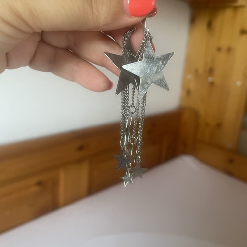 Star earrings, silver color