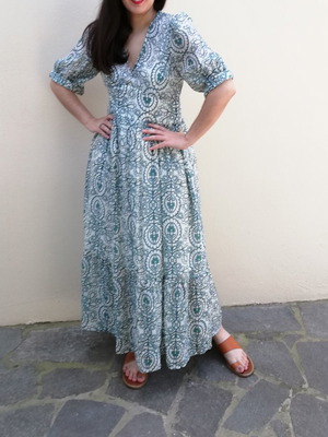 SheX Thin Airy Dress New, Unworn, White and Turquoise, Size S