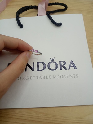 Pandora ring size 56, pink and silver