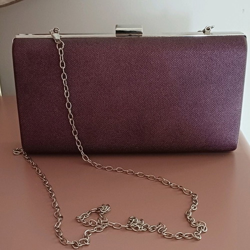 Women's Clutch Crossbody Bag used, purple with chain