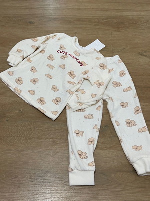 Zara Unisex Kids Puppy Pyjama Set 3 Years Cream New