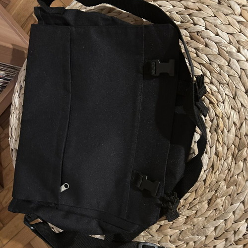 Black shoulder messenger bag with strap