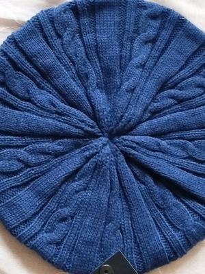 Blue cotton beret women's with nice braid pattern Swedish new size L