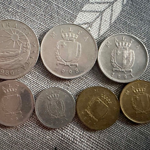 Set of 7 old Malta coins before Euro