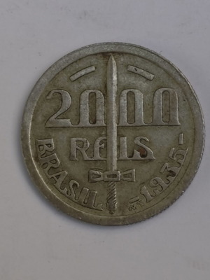 Silver coin 2000 Reis 1935 Brazil like new