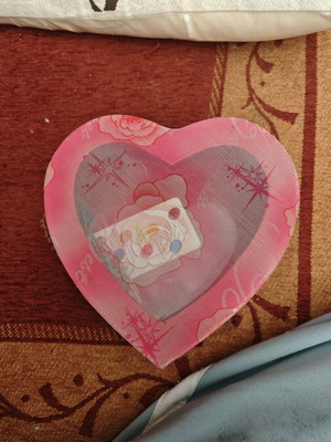 Heart jewelry box used, red and pink