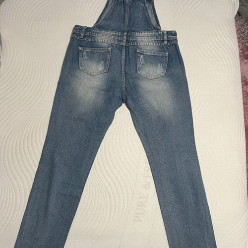 Denim salopette like new with knee rips, size L