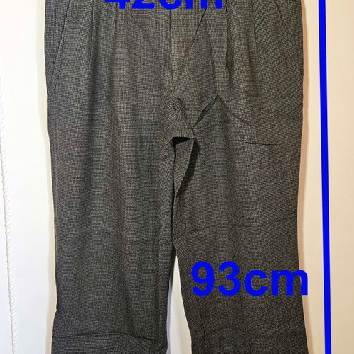 Men's grey suit pants with double pleats, size M