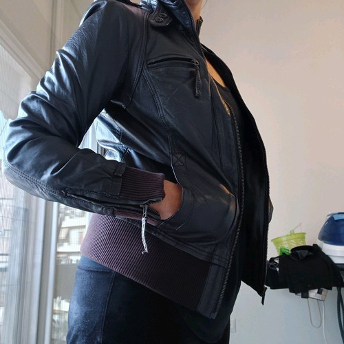Pepe Jeans leather jacket used, brown, size M