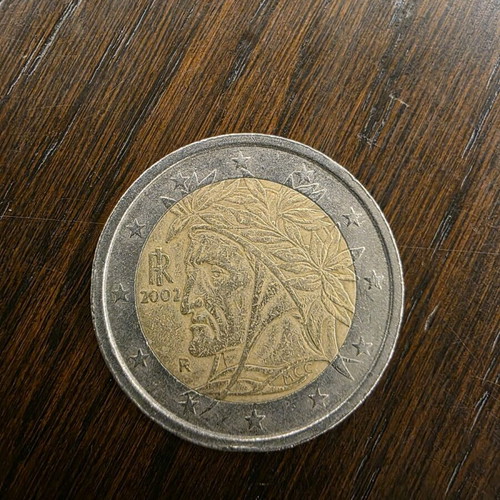 2 Euro Coin Italian 2002 used with Dante Alighieri