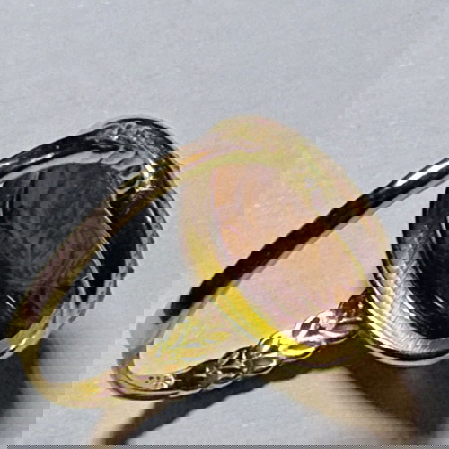 Δαχτυλίδι με Χαλκηδόνιο Σκαλιστό και Επίχρυσο Ασήμι 925, Σαν Καινούργιο