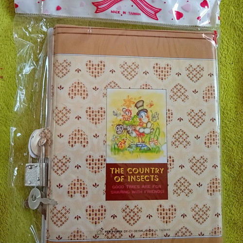 Vintage stationery set 90s/00s with diary, puffy stickers, pen