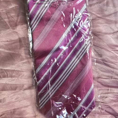 Beretta silk tie new, pink and purple striped