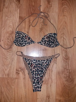 Бански animal print като нов, бежов и кафяв